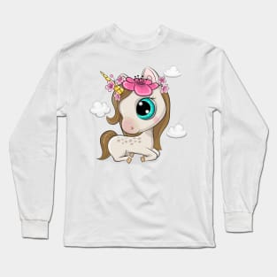 Cute unicorn with flowers. Long Sleeve T-Shirt